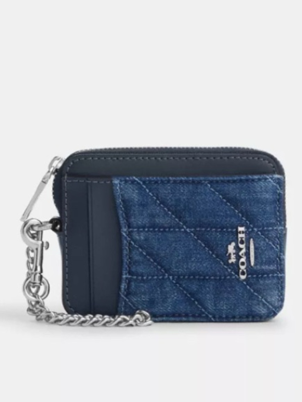 Coach Quilted Denim Zip Card Case